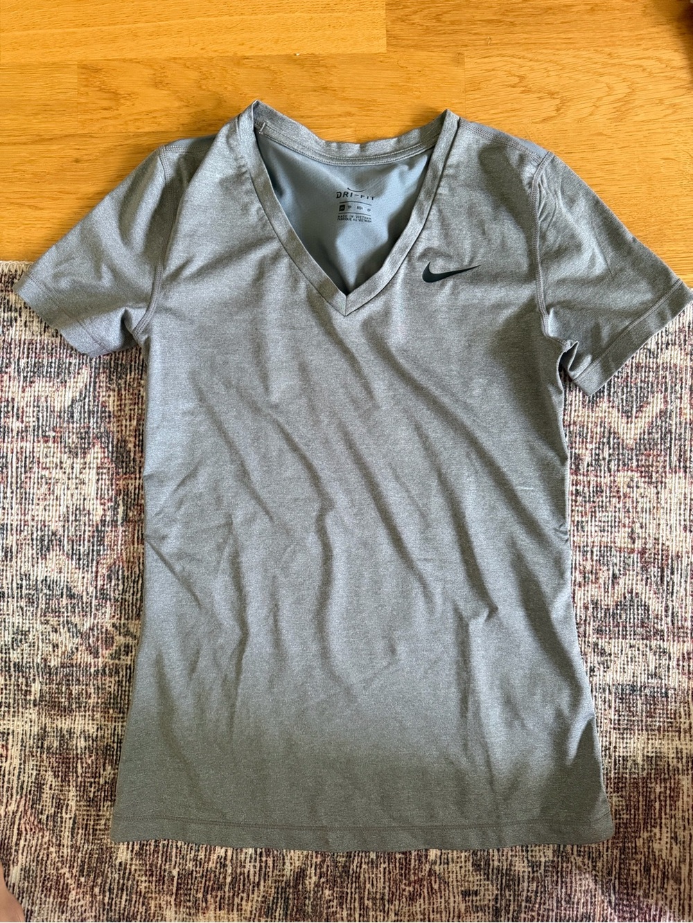 Nike Women's Gray V-Neck Dri-FIT Tee